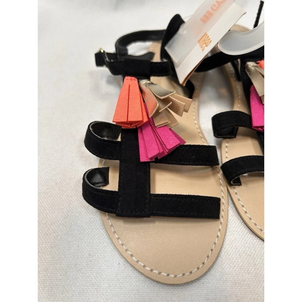 NWT Gymboree Island Girl Black Tassel Sandals Shoes Girls 2